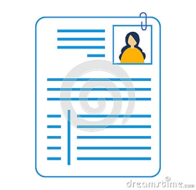 Personal ID document with photo and text fields, simple blue design. Profile verification and identification card Vector Illustration