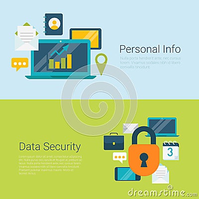 Personal info data security flat vector infographics web banner Vector Illustration