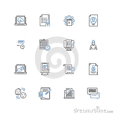 Personal journal line icons collection. Reflection, Diary, Memoir, Recollection, Memory, Emotions, Thoughts vector and Vector Illustration
