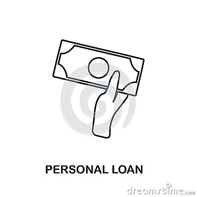 Personal Loan outline icon. Thin line style icons from personal finance icon collection. Web design, apps, software and printing Stock Photo