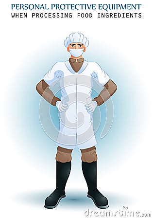 Personal protective equipment when processing food ingredients Stock Photo