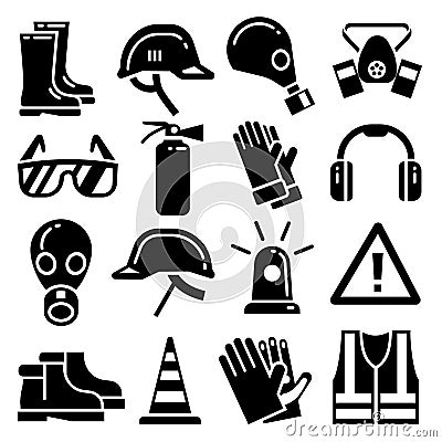 Personal protective equipment vector icons set Vector Illustration