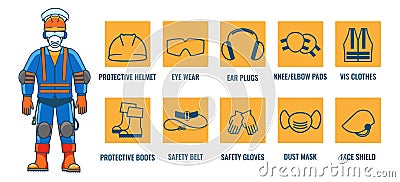 Personal protective equipments set Vector Illustration