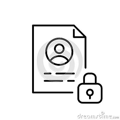 Personal record file and lock. Secure data storage. Pixel perfect vector icon Vector Illustration