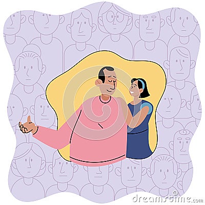 Personal space. Respecting personal boundaries and space contributes to healthy social interactions Vector Illustration