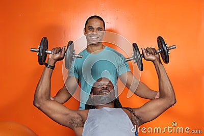 Personal trainer and trainee Stock Photo