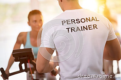 Personal trainer on training with client Stock Photo