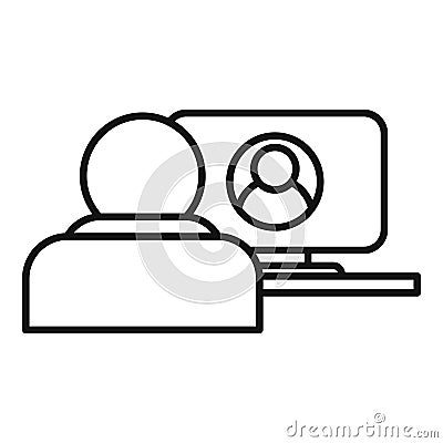 Personal video call icon, outline style Vector Illustration