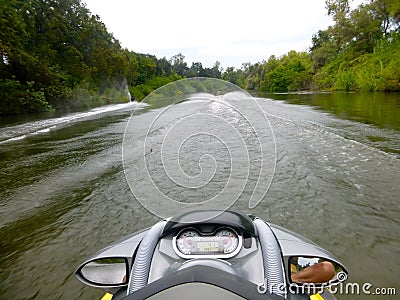 Personal Watercraft Riding on the Kings River Stock Photo