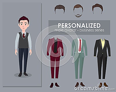 Personalised men avatar - business series Vector Illustration