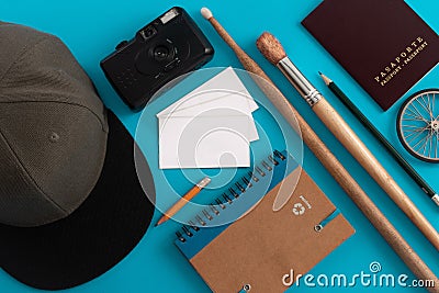 Personality objects with business cards Stock Photo