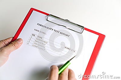 Personality Test or Assessment Form Stock Photo