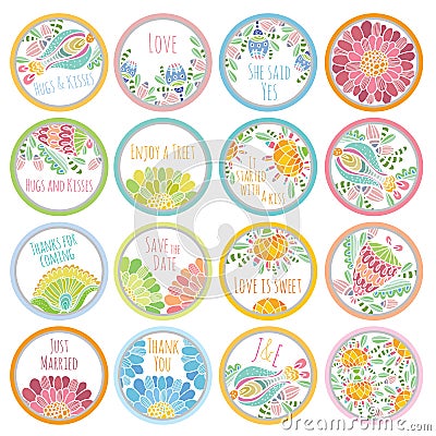 Personalized Candy Sticker Labels big set Vector Illustration