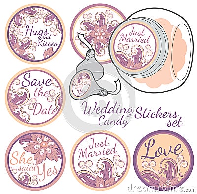 Personalized Candy Sticker Labels set Vector Illustration