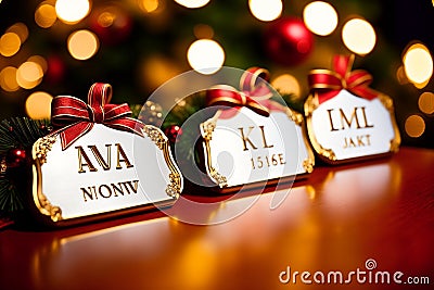 Personalized Christmas Name Plaques Handcrafted Festive Delights.AI Generated Stock Photo