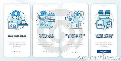 Personalized learning blue onboarding mobile app screen Vector Illustration