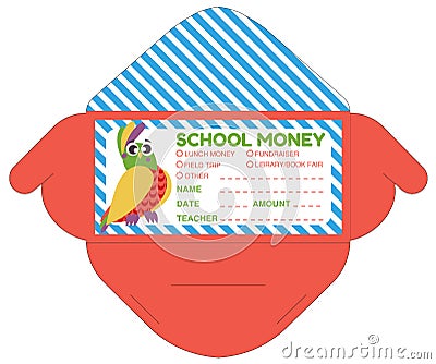 Personalized school money patches with teacher notes Vector Illustration