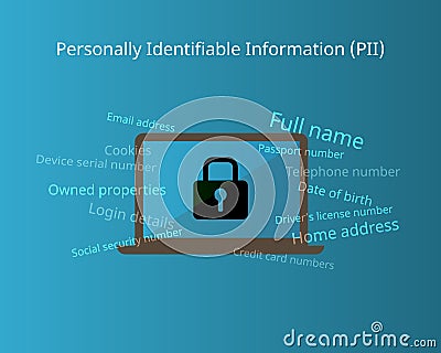 Personally identifiable information PII in GPDR or PDPA vector Vector Illustration