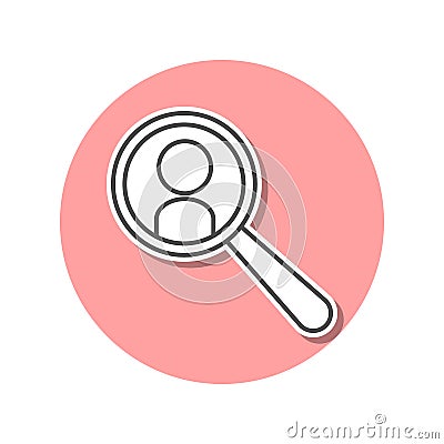 personnel search sticker icon. Simple thin line, outline vector of web icons for ui and ux, website or mobile application Stock Photo