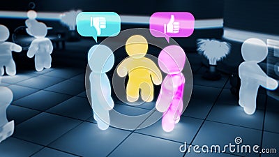 Persons avatars in metaverse are talking - disagreement - industrial 3D illustration Stock Photo
