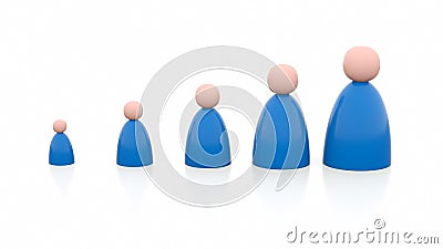 5 persons of different size Cartoon Illustration