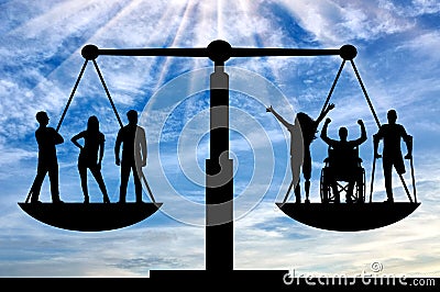 Concept of social equality of disabled people in society Editorial Stock Photo