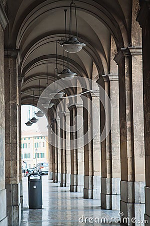 The perspective of the arched gallery. Stock Photo