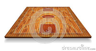 Perspective Basketball court floor with line on wood texture background. Vector illustration Vector Illustration