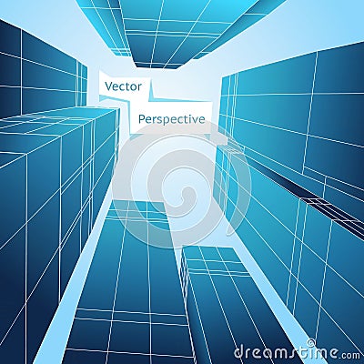 Perspective 3d building. Abstract vector poster Vector Illustration