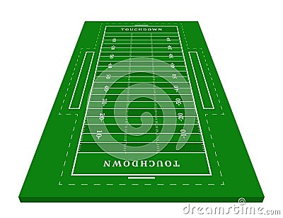 Perspective green american football field. View from front. Rugby field with line template. Vector illustration stadium Vector Illustration