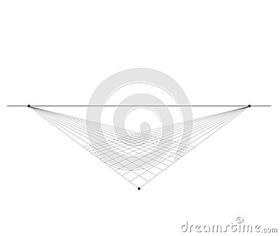 Perspective grid background 3d Vector illustration. Model projection background template. Line two point perspective horizon Cartoon Illustration