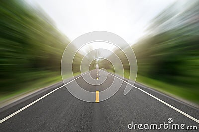 Perspective long road in Wayside motion fast style Stock Photo