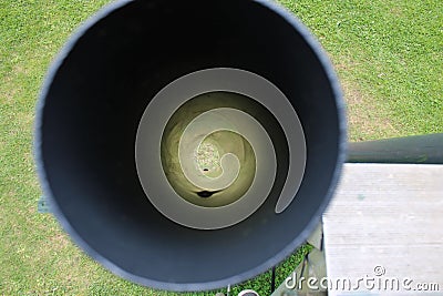 Perspective shot of inside of long black pipe Stock Photo