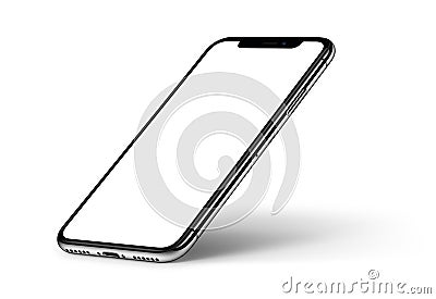 Perspective iPhone X smartphone mockup. Stock Photo