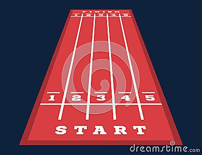 Perspective start and finish on the go-kart track. road markings Vector Illustration