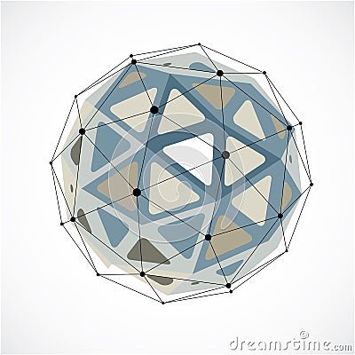 Perspective technology shape with black lines and dots connected Vector Illustration
