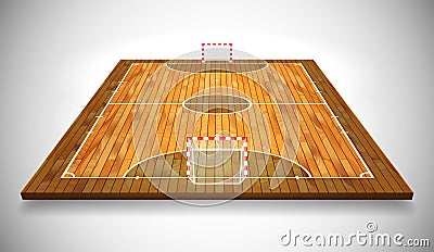 Perspective vector illustration of hardwood Futsal court or field. Vector EPS 10. Room for copy Vector Illustration