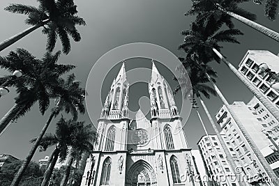 Perspective view of the Cathedral of Sao Paulo Editorial Stock Photo