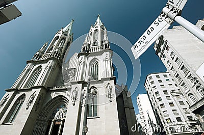 Perspective view of the Cathedral of Sao Paulo Editorial Stock Photo