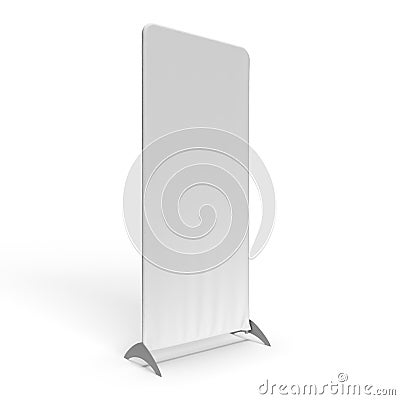 Perspective view of a fabric tension sock banner system with white skin. Cartoon Illustration