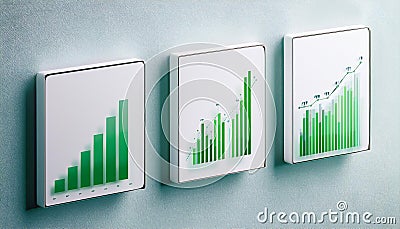Perspective view on project statistics, financial data, growing sales charts, report preparation and data synchronization white Cartoon Illustration