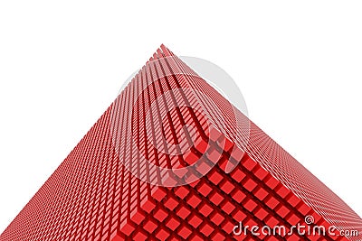 Perspective view of red color grossy cubes or boxes. Shape, pattern, generative, rendering, dreamy & artistic. Stock Photo