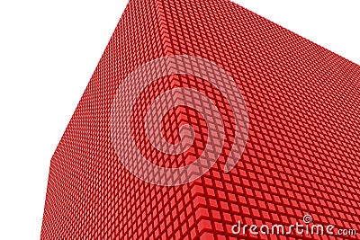 Perspective view of red color grossy cubes or boxes. Shape, pattern, generative, design, dreamy & colorful. Stock Photo