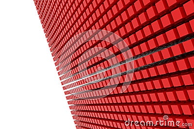 Perspective view of red color grossy cubes or boxes. Shape, pattern, style, rendering, colorful & smooth. Stock Photo