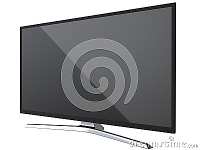 Perspective view of TV or computer PC monitor display led or lcd, isolated on white background 3d render. Stock Photo