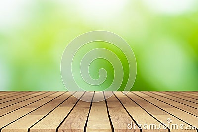 Perspective wooden table on top over blur natural background, ca Stock Photo