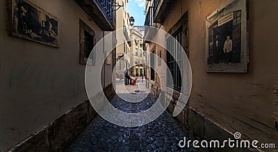 Perspectives, turns and gateways of the old Lisbon. Portugal. Editorial Stock Photo