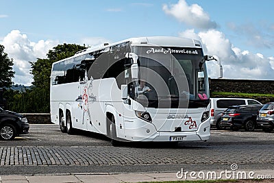 Scania Interlink YN17 luxury coach of A and A Travel company in Perth, Scotland Editorial Stock Photo