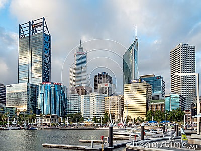 Perth City views from Elizabeth Quay Perth WA Editorial Stock Photo