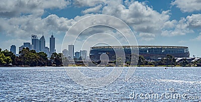Optus Stadium view from the Swan river, Perth WA Editorial Stock Photo
